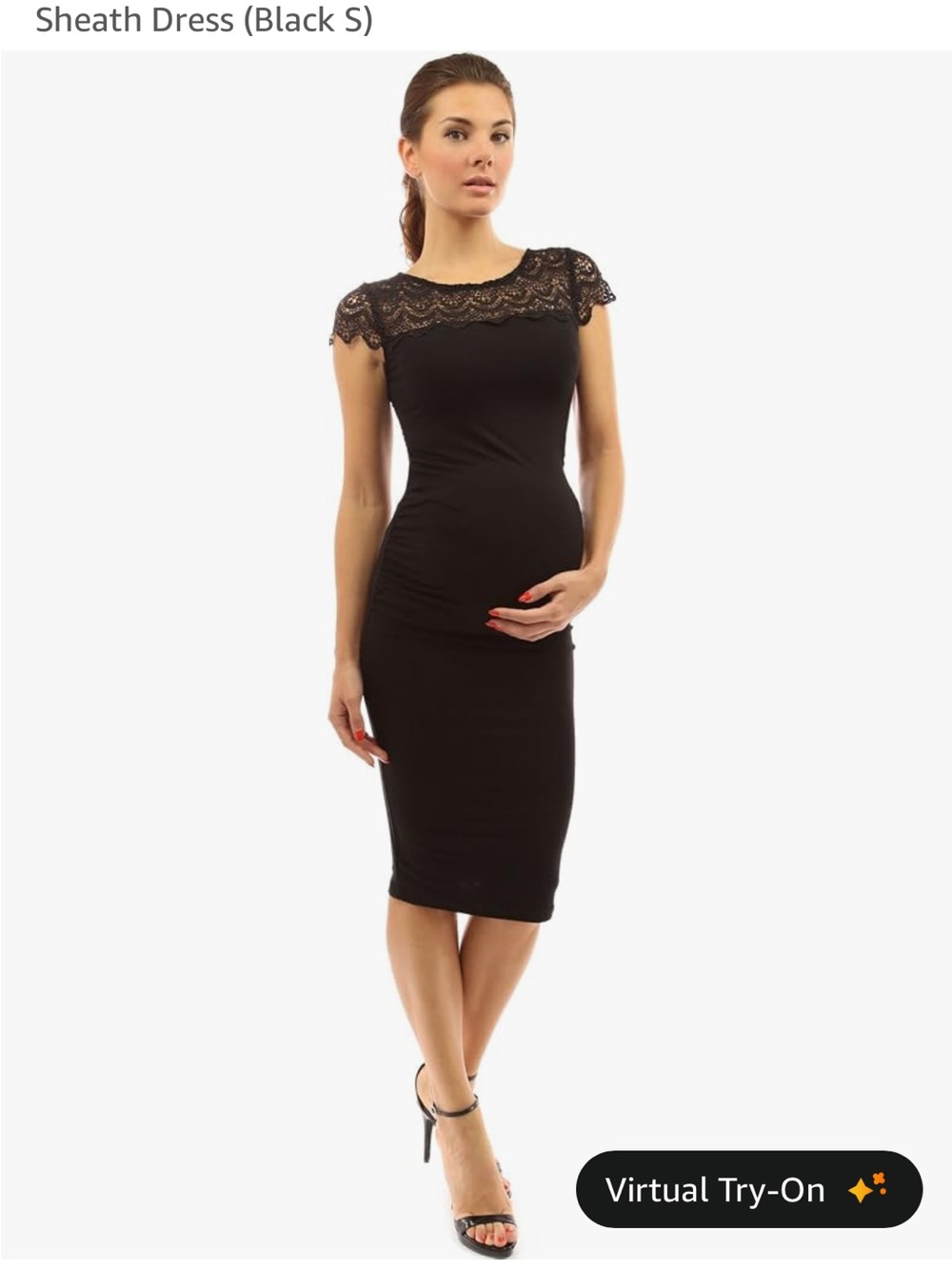 PattyBoutik Black Maternity Lace Top Midi Sheath Dress